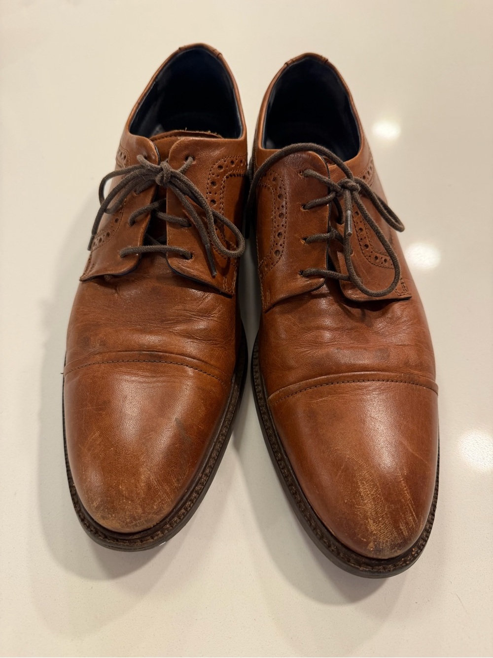 Cole Haan Brown Leather Cap-Toe Derby Shoes